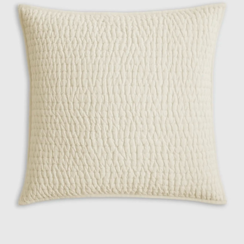 NIB QUINCE European Linen Cotton Stitch Quilted Euro Sham
